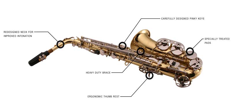 Features of the LJ Hutchen Eb Alto Saxophone